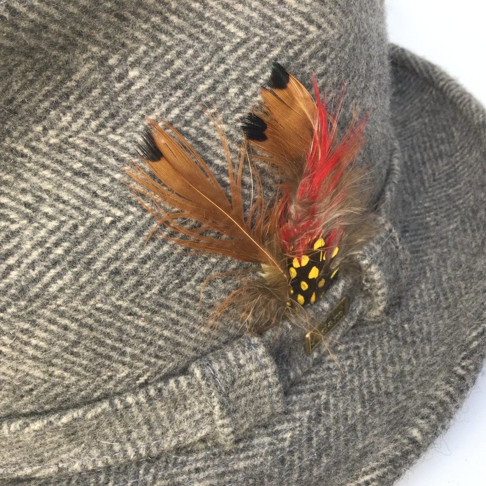 Vintage Grey Pure Wool Hat Fedora by Adam New York Siz 7-7 1/2 USA